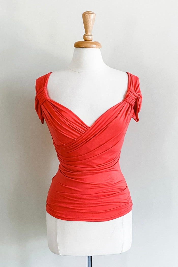 Cross Top in Coral multi-way travel top for women