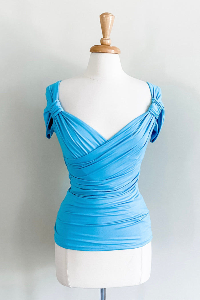Cross Top in Turquoise multi-way travel top for women