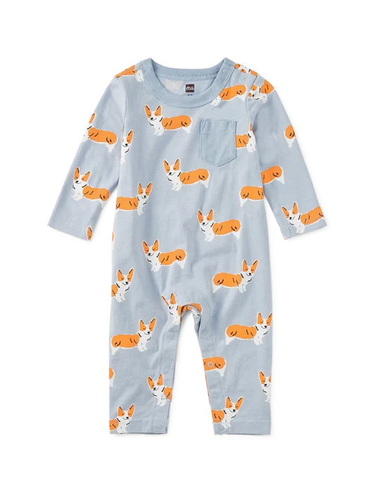 Cutie Corgis Long Sleeve Pocket Romper