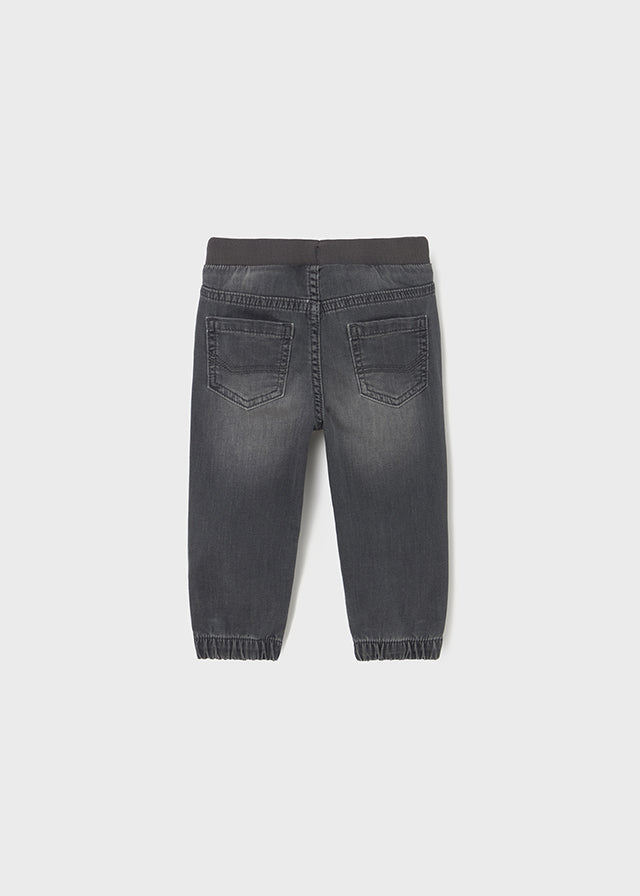 Dark Gray Drawstring Denim Pants