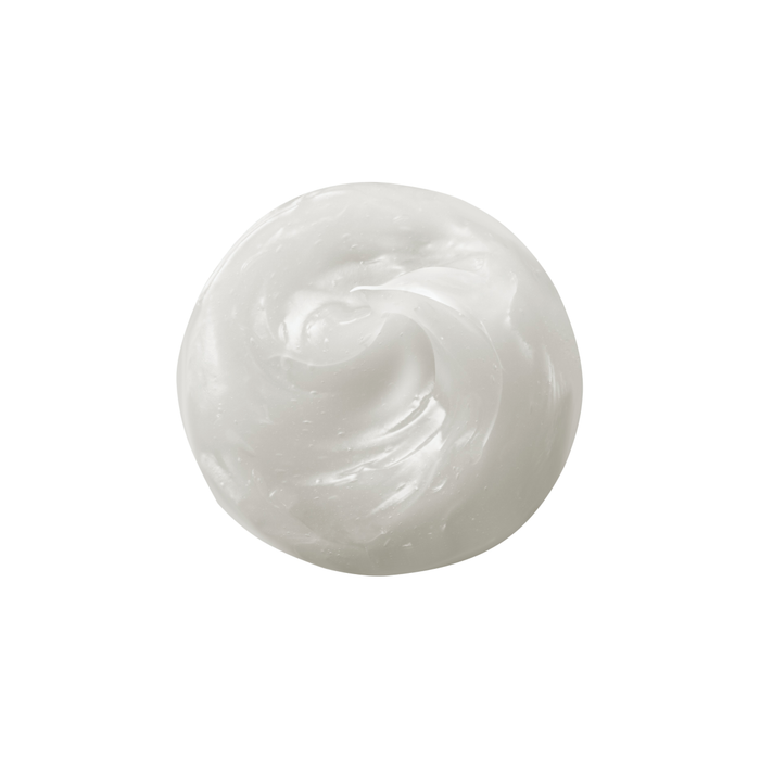 White cream swatch on a white background