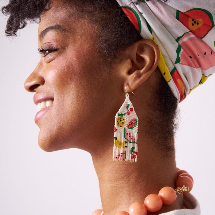 Delilah Fruit Beaded Fringe Earrings Multi Fringe