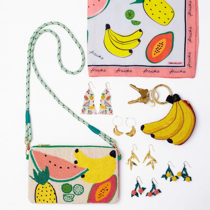 Delilah Fruit Beaded Fringe Earrings Multi Fringe