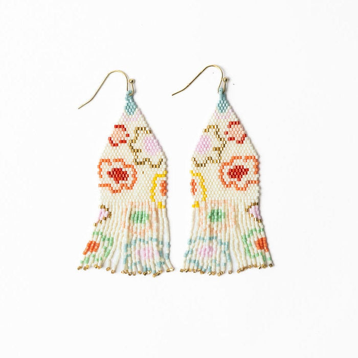 Delilah Poppies Beaded Fringe Earrings Multi Fringe