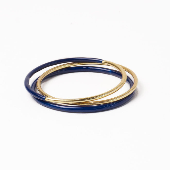 Diane Bangles Set of 3 Navy Enamel + Brass Bangle