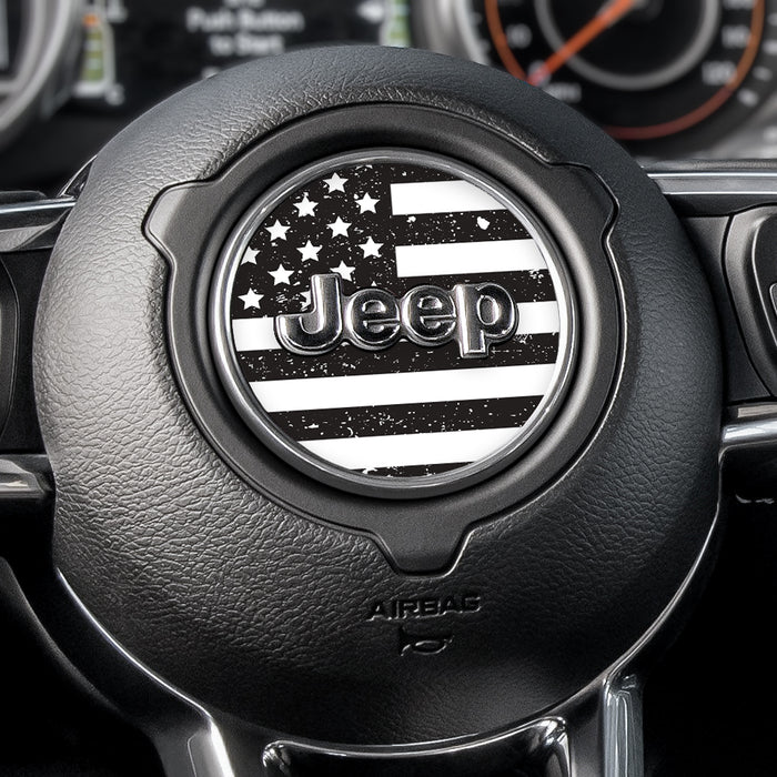 Distressed Black & White Steering Wheel Decal