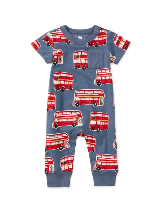 Double Decker Bus Pocket Romper