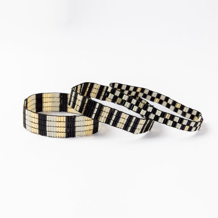Dylan Bracelet Stretch Set Of 3 Black White Stack