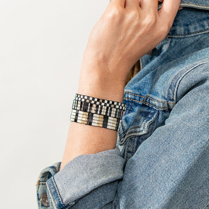 Dylan Bracelet Stretch Set Of 3 Black White Stack