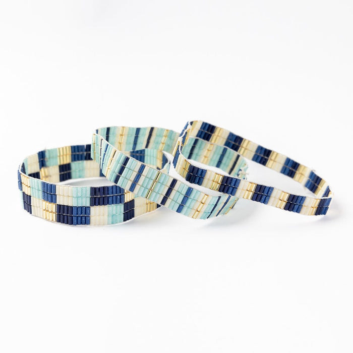 Dylan  Bracelet Stretch Set Of 3 Blue Stack
