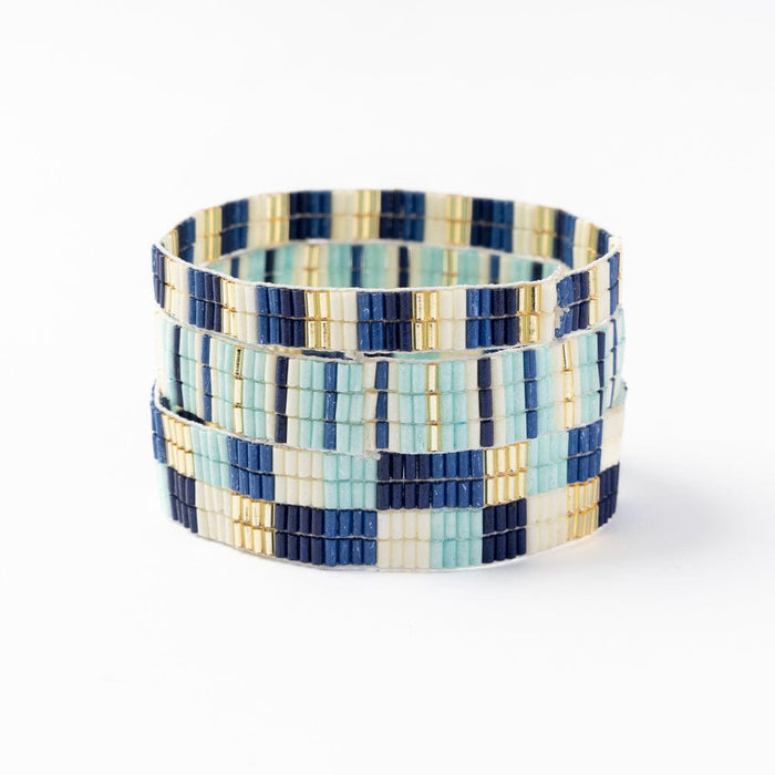 Dylan  Bracelet Stretch Set Of 3 Blue Stack