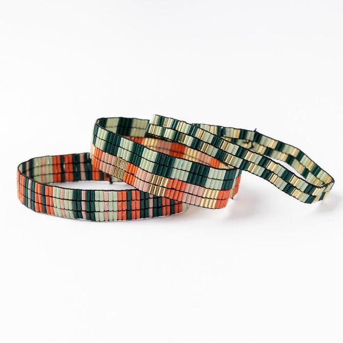 Dylan Bracelet Stretch Set Of 3 Green Blush Stack