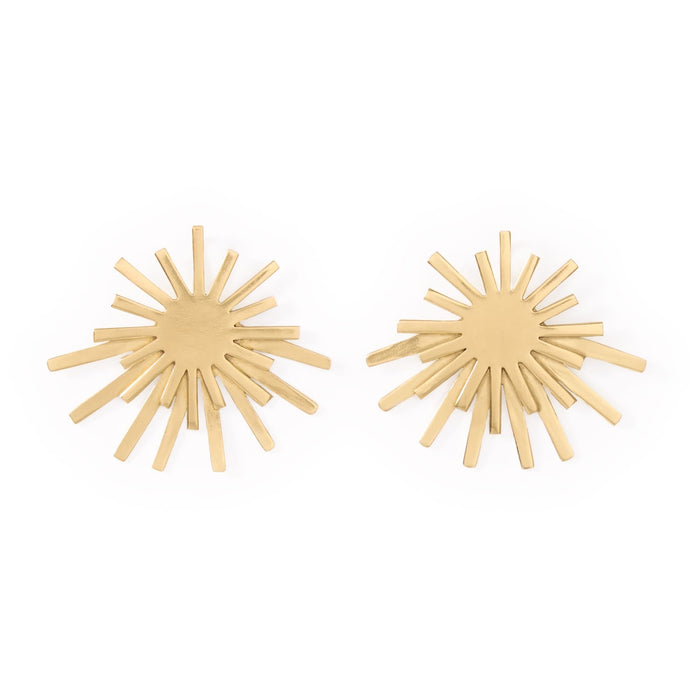 Eliza Starburst Post Earrings Brass Large Stud