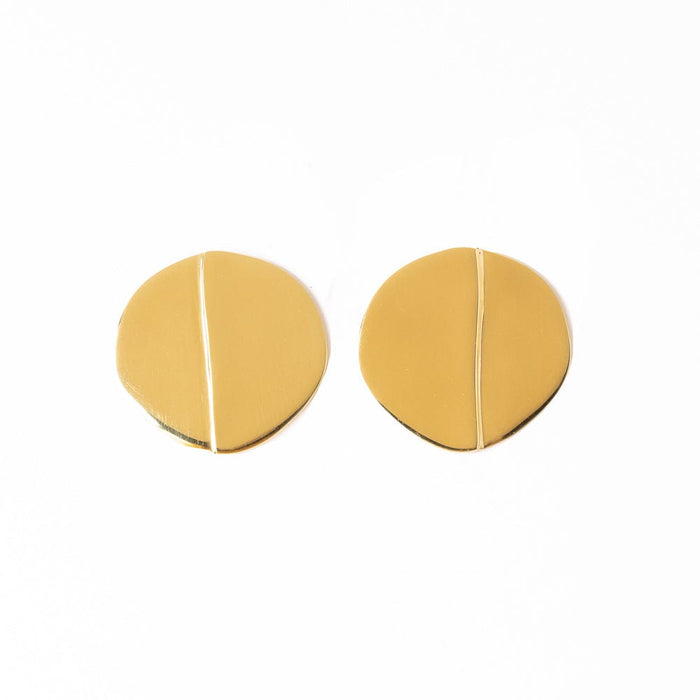 Ellie Round with Step Post Earrings Brass Earrings