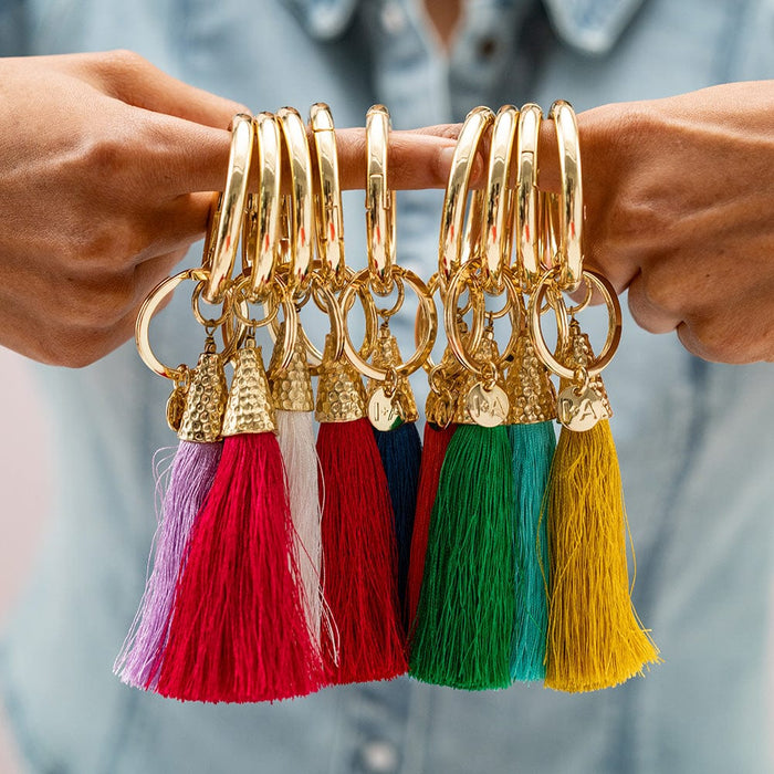 Eloise Tassel Bag Charm Coral Key Ring + Bag Charm