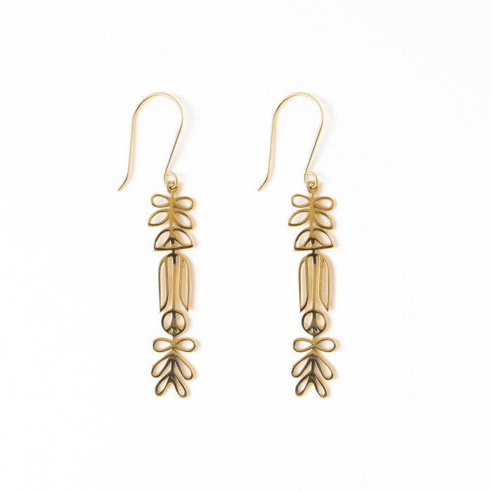 Elsa Botanical Nordic Floral Drop Earrings Brass Earrings