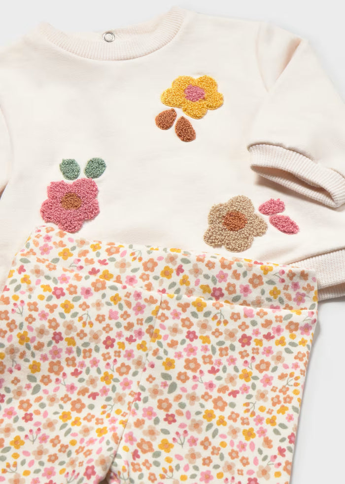 Embroidered Flower Sweater Set
