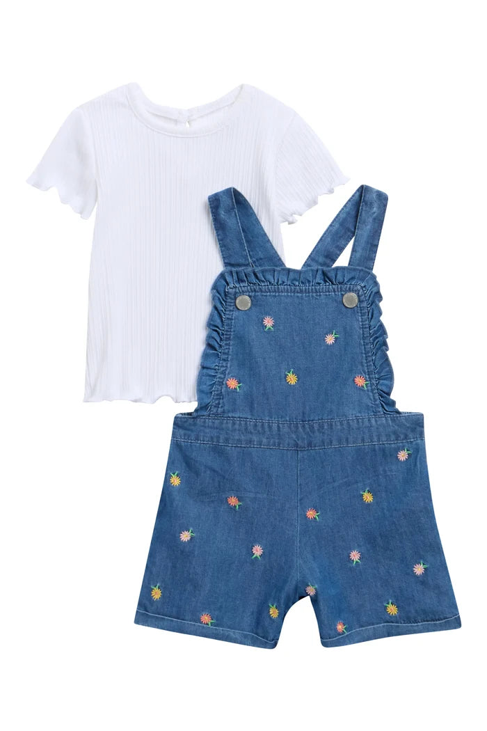 Embroidered Woven Shortall Set
