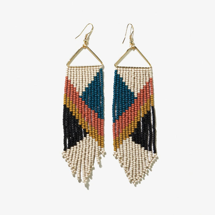 Emilie Angles Beaded Fringe Earrings Rust Earrings