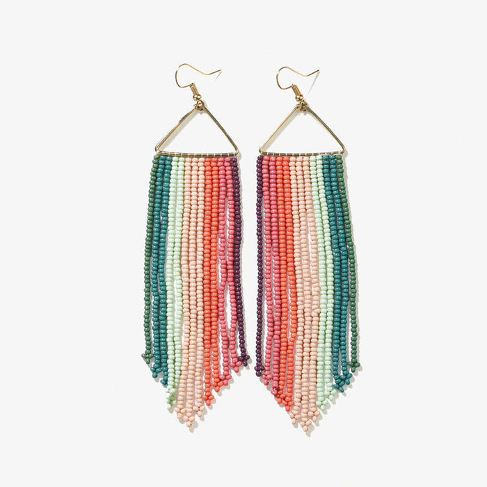 Emilie Vertical Stripe Beaded Fringe Earrings Port Earrings