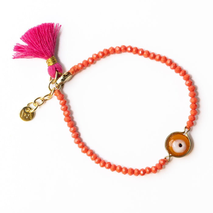 Emma Crystal Third Eye Bracelet With Clasp And Extension Coral Clasp