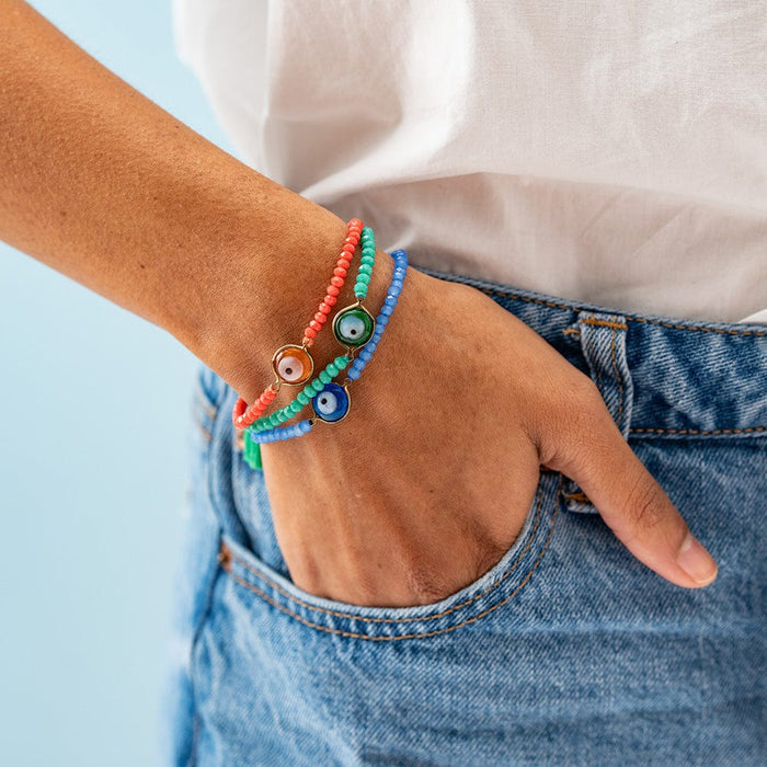Emma Crystal Third Eye Bracelet With Clasp And Extension Coral Clasp