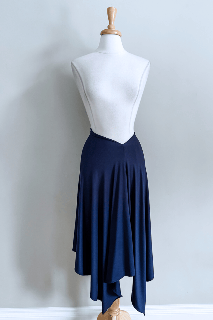Navy Endless multiway dress in Brushed Venezia fabric worn as a skirt by Diane Kroe