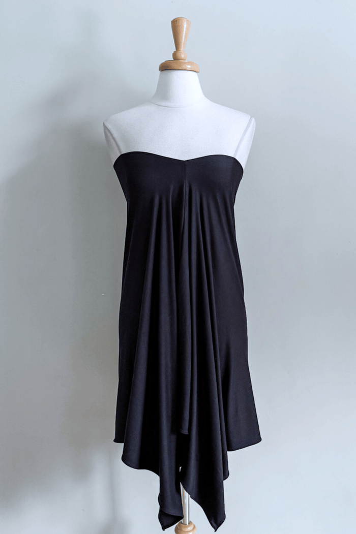 Black Endless multiway dress in Brushed Venezia fabric by Diane Kroe