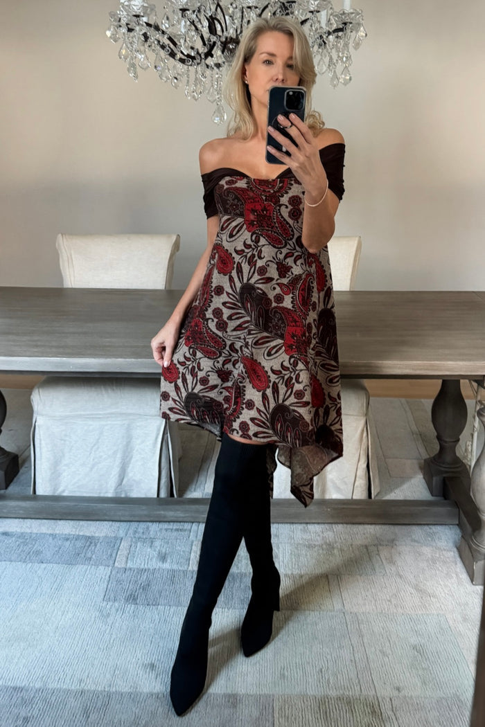 Diane Kroe Endless dress in red Spain print.