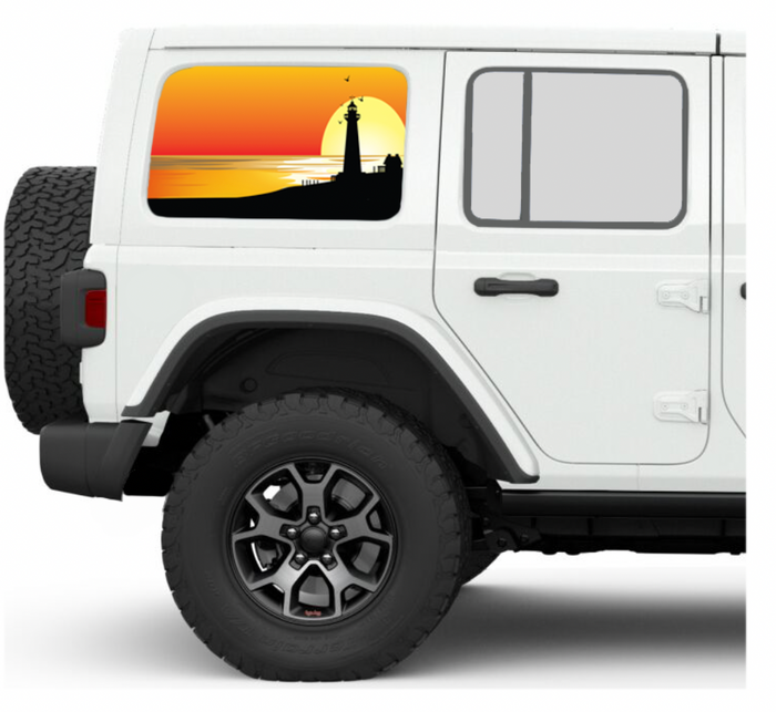 Endless Summer Lighthouse Orange Side Windows Printed Vinyl Decal