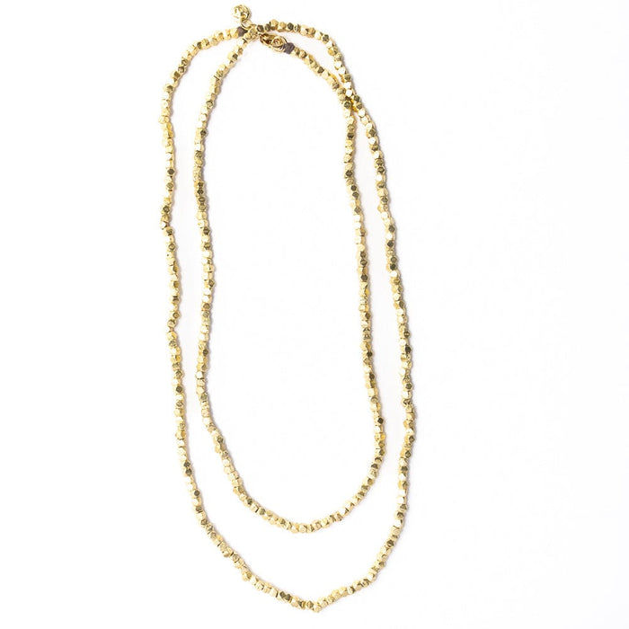 Erica Long Necklace Faceted Gold Beads Single Chain