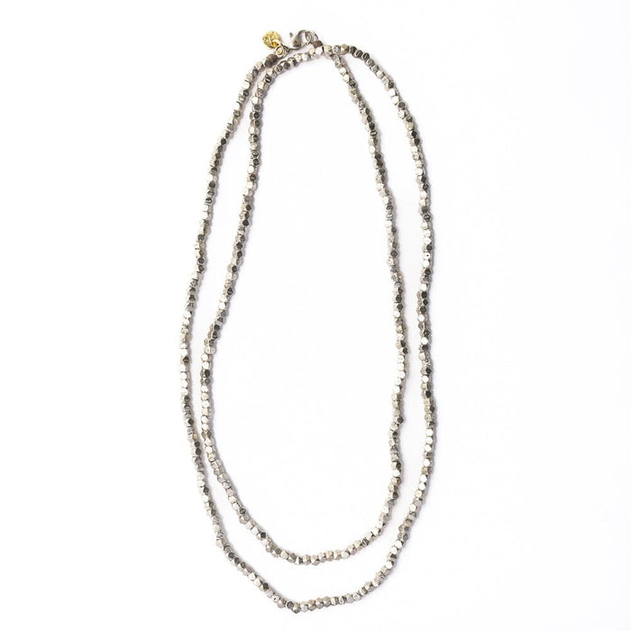 Erica Long Necklace Faceted Silver Beads Single Chain