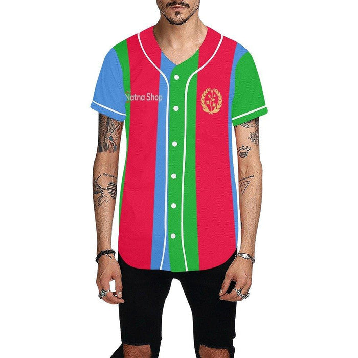 Eritrea Flag Baseball Men Jersey - Natna Shop