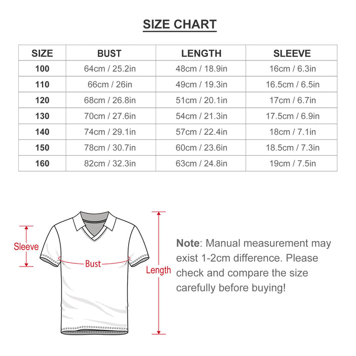 size chart-Soccer Jersey for Kids Unisex