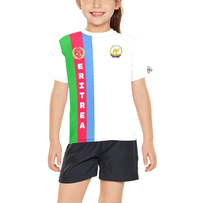 Eritrean flag t-shirt big girl kids Vertical - Natna Shop