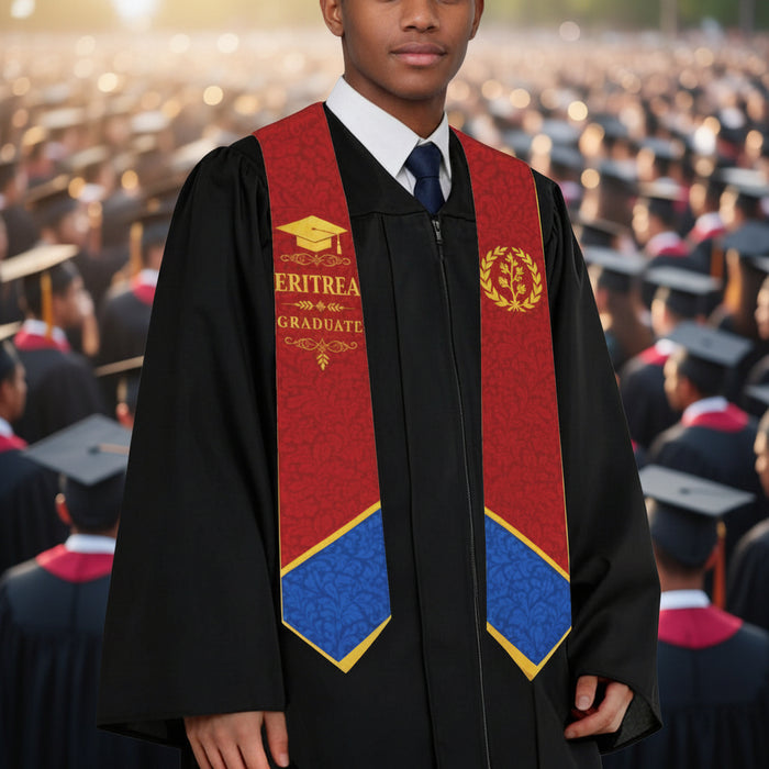 Eritrea graduate sash with red blue green and gold design