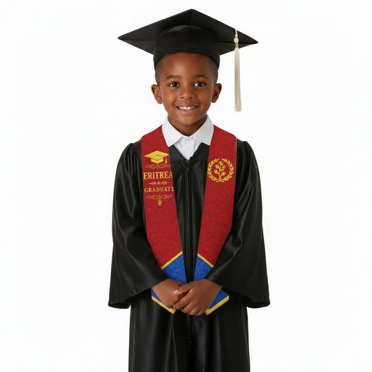 Eritrean kids graduation stole worn with black graduation gown