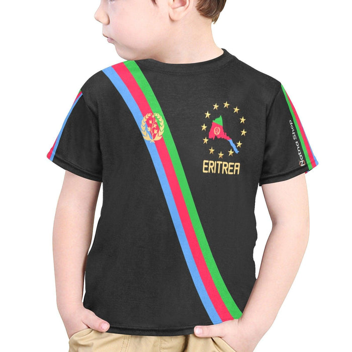 Eritrean Proud Kid T-Shirt Little Boys' All Over Print Crew Neck Black - Natna Shop