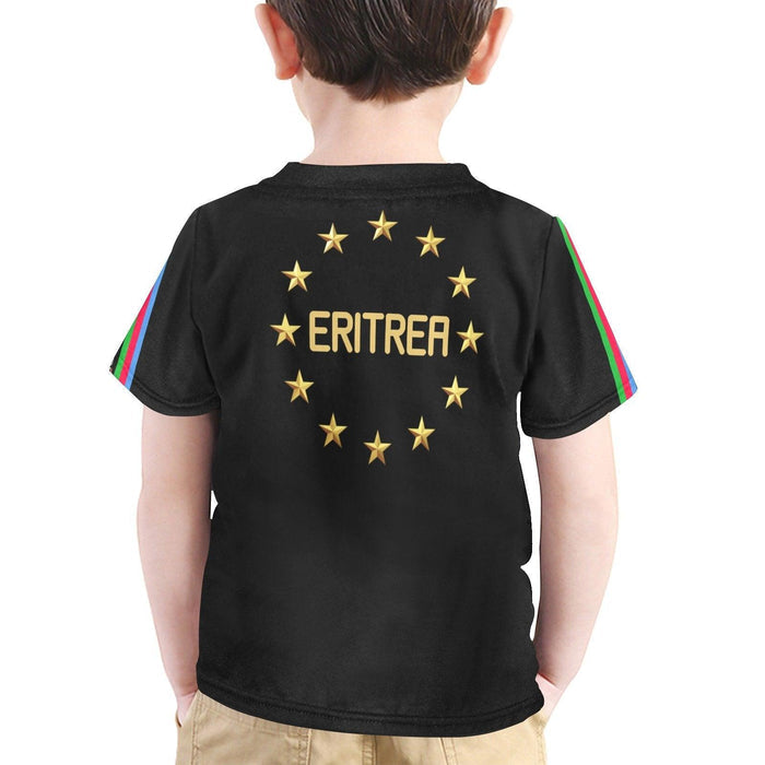 Eritrean Proud Kid T-Shirt Little Boys' All Over Print Crew Neck Black - Natna Shop