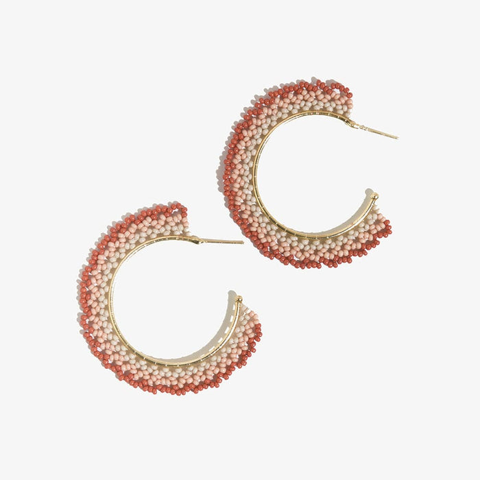 Eve Ombre Beaded Hoop Earrings Blush Earrings