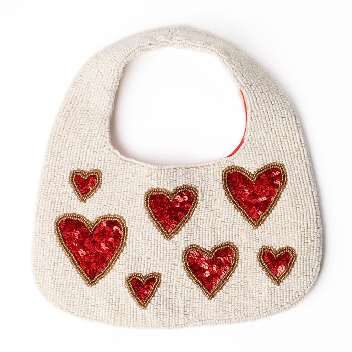 Evelynn Heart Beaded Hobo Bag Hobo