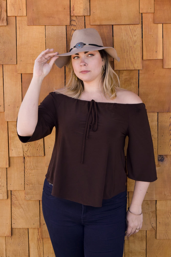 Evermore Peasant Top in Espresso