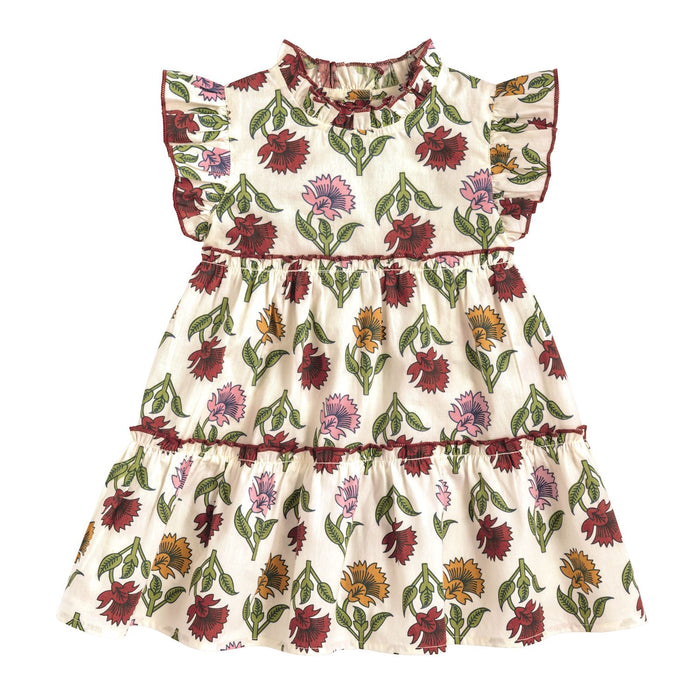 Fall Multi Floral Ruffle Dress