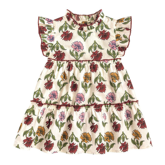 Fall Multi Floral Ruffle Dress
