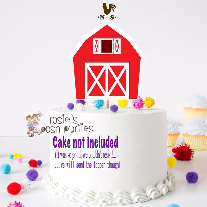 Farm Theme Red Barn Smash Cake Topper Diaper Cake Baby Shower or Birthday Topper