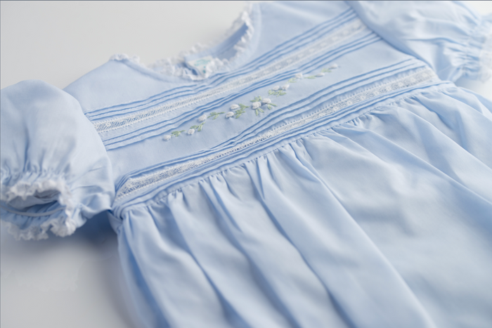 Feltman Blue Floral Bullions & Lace Bubble