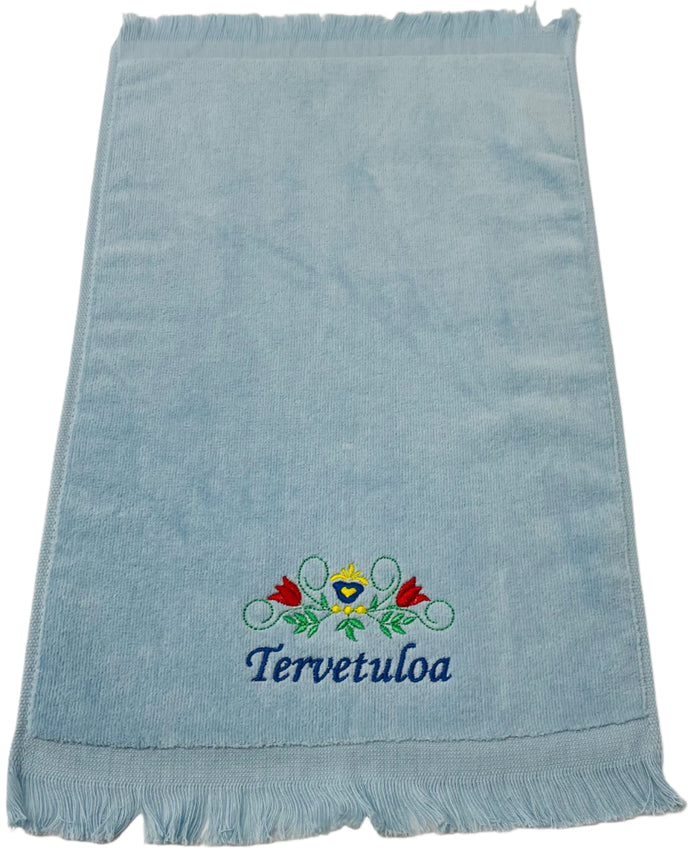 Finger tip towel - Tervetuloa Flowers on Light Blue