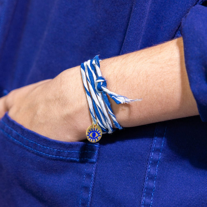 Fiona Twisted Wrap Bracelet With Sun Charm Yellow White Wrap