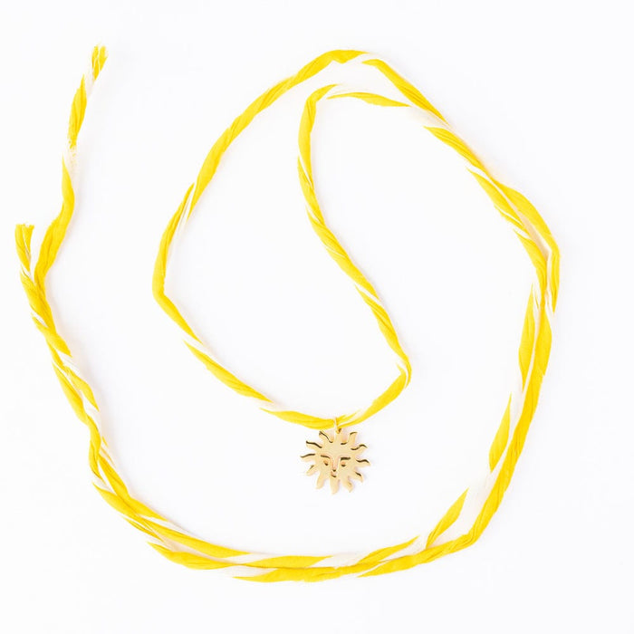 Fiona Twisted Wrap Bracelet With Sun Charm Yellow White Wrap
