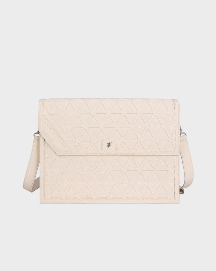 Woven Laptop Bag in Cream White